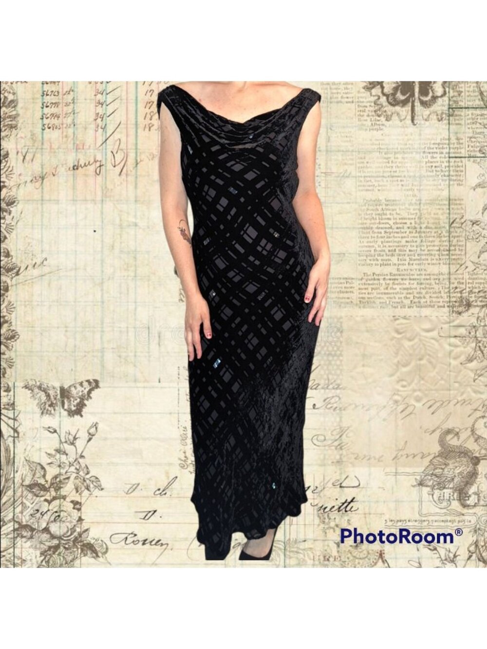 Valerie Stevens Black Velvet Beaded Lux Evening Gown